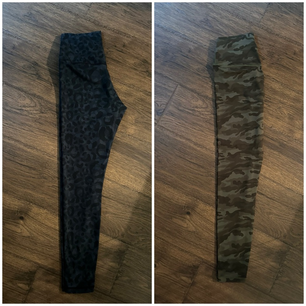 2 Pair Women’s ColorfulKoala Camo and Leopard Print Leggings - Large